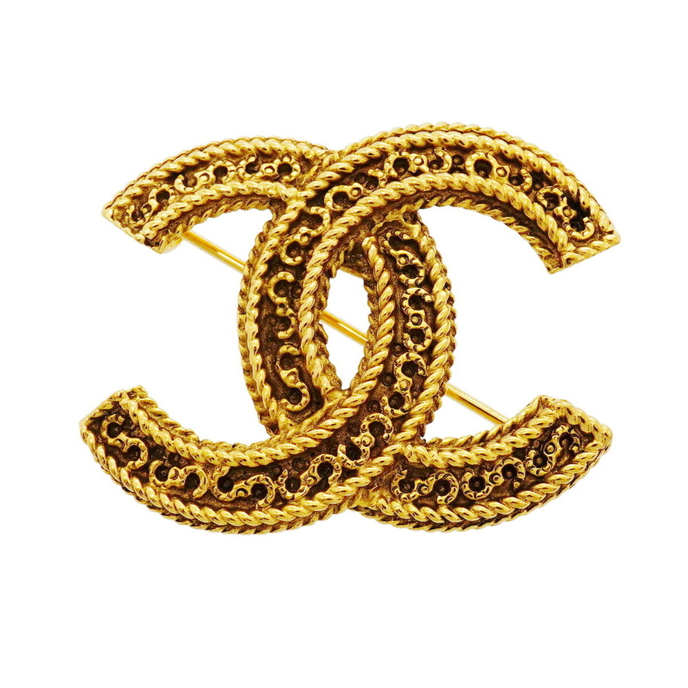 Chanel Brooch, Coco Mark, GP Plated Gold, Women's